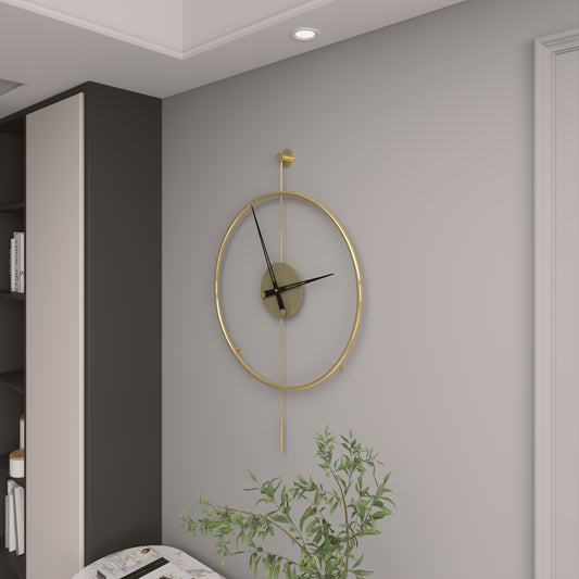 Gold Titanium Large Wall Clock – Modern Luxury Metal Wall Clock for Living Room
