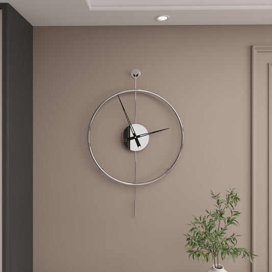 Modern Chrome Large Wall Clock – Minimalist Luxury Metal Wall Decor